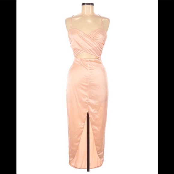 Revolve H:ours Felisa MIDI Dress Nude Lipgloss Small - Picture 5 of 15
